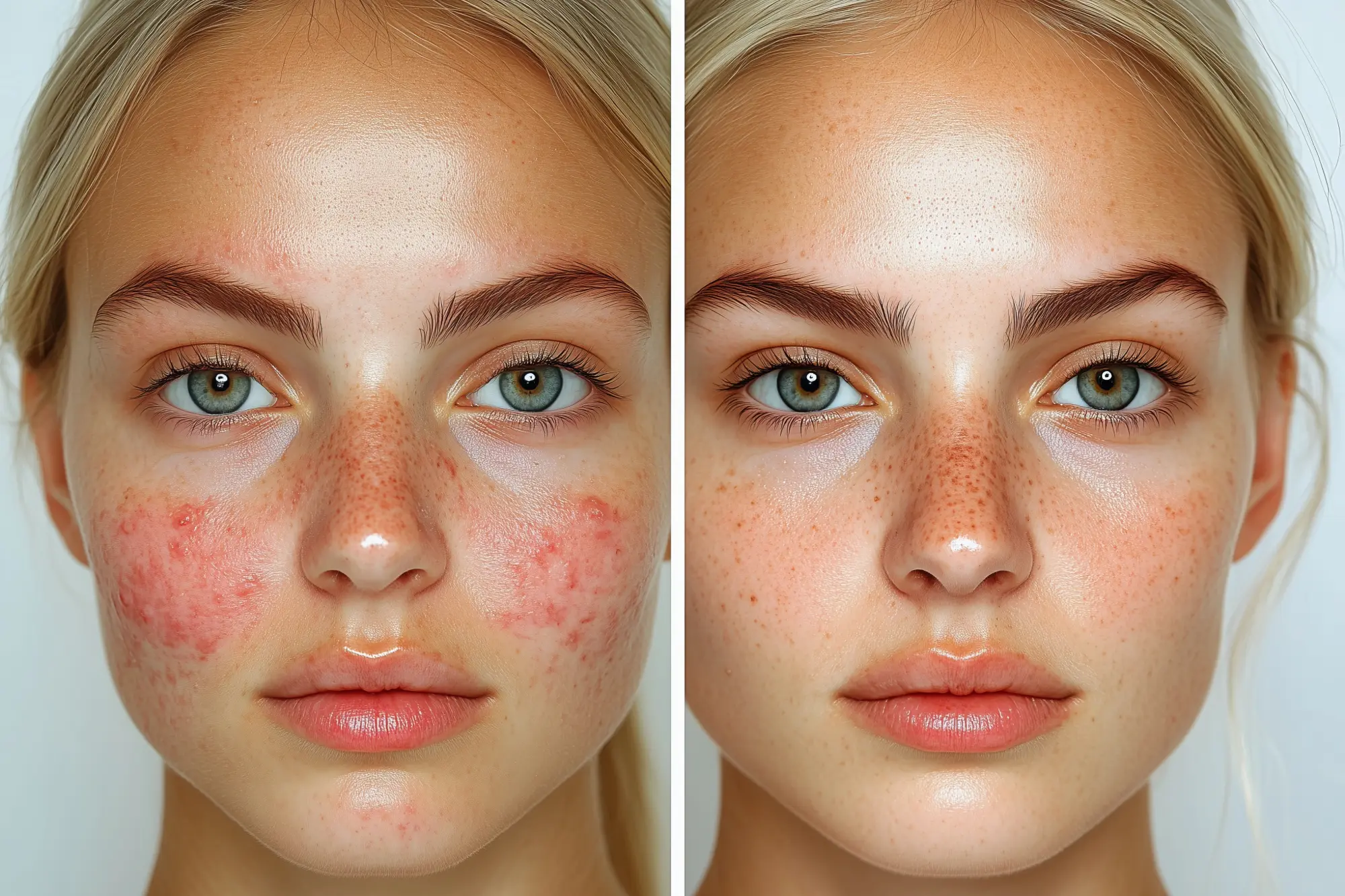 Before and after treatment for Rosacea at Biltmore Dermatology